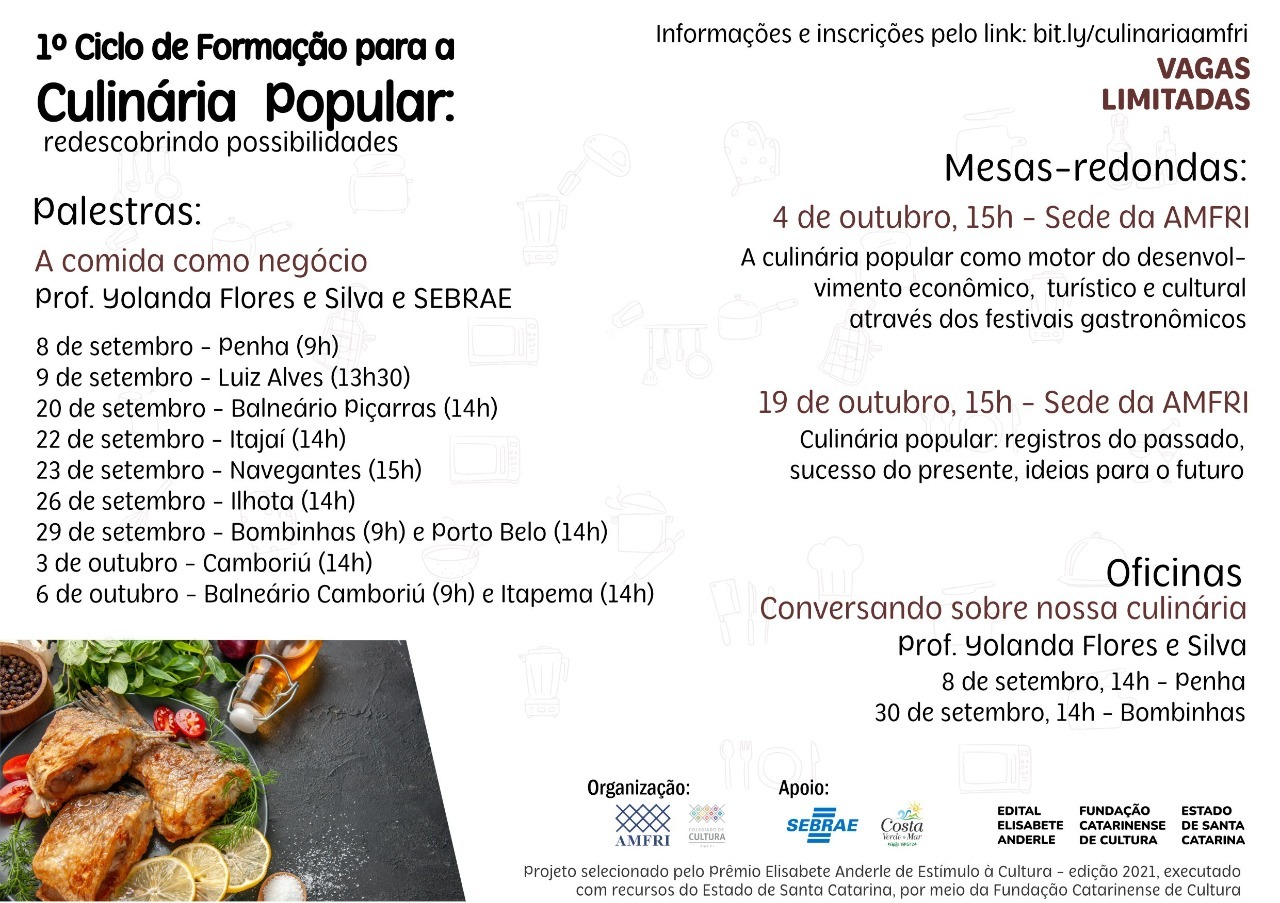 Programação Culinária Popular em Bombinhas e Porto Belo