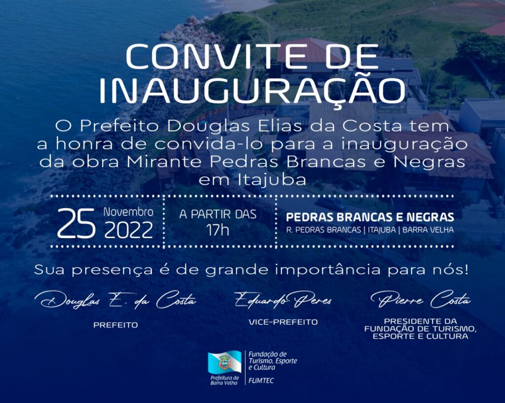Convite Inauguração Mirante das Pedras Brancas e Negras