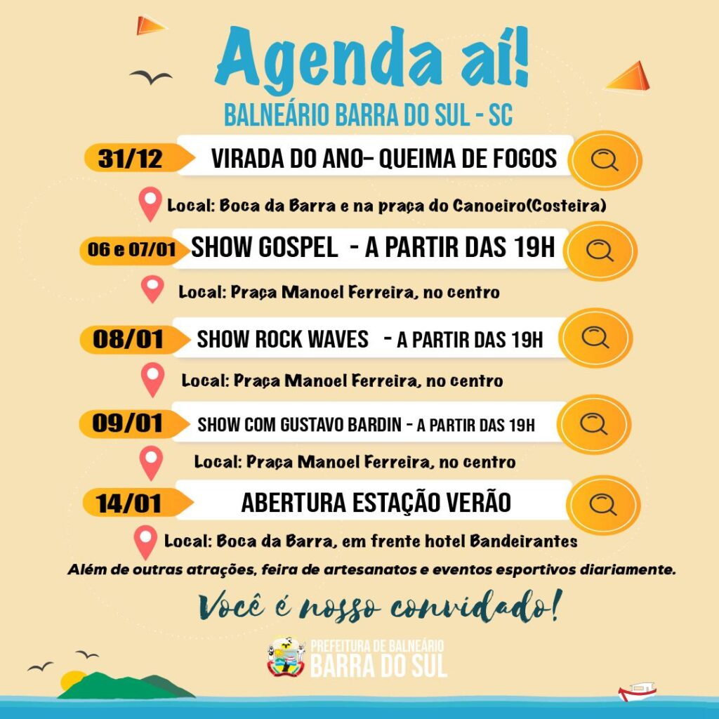Programação Queima de Fogos e Estação Verão em Barra do Sul