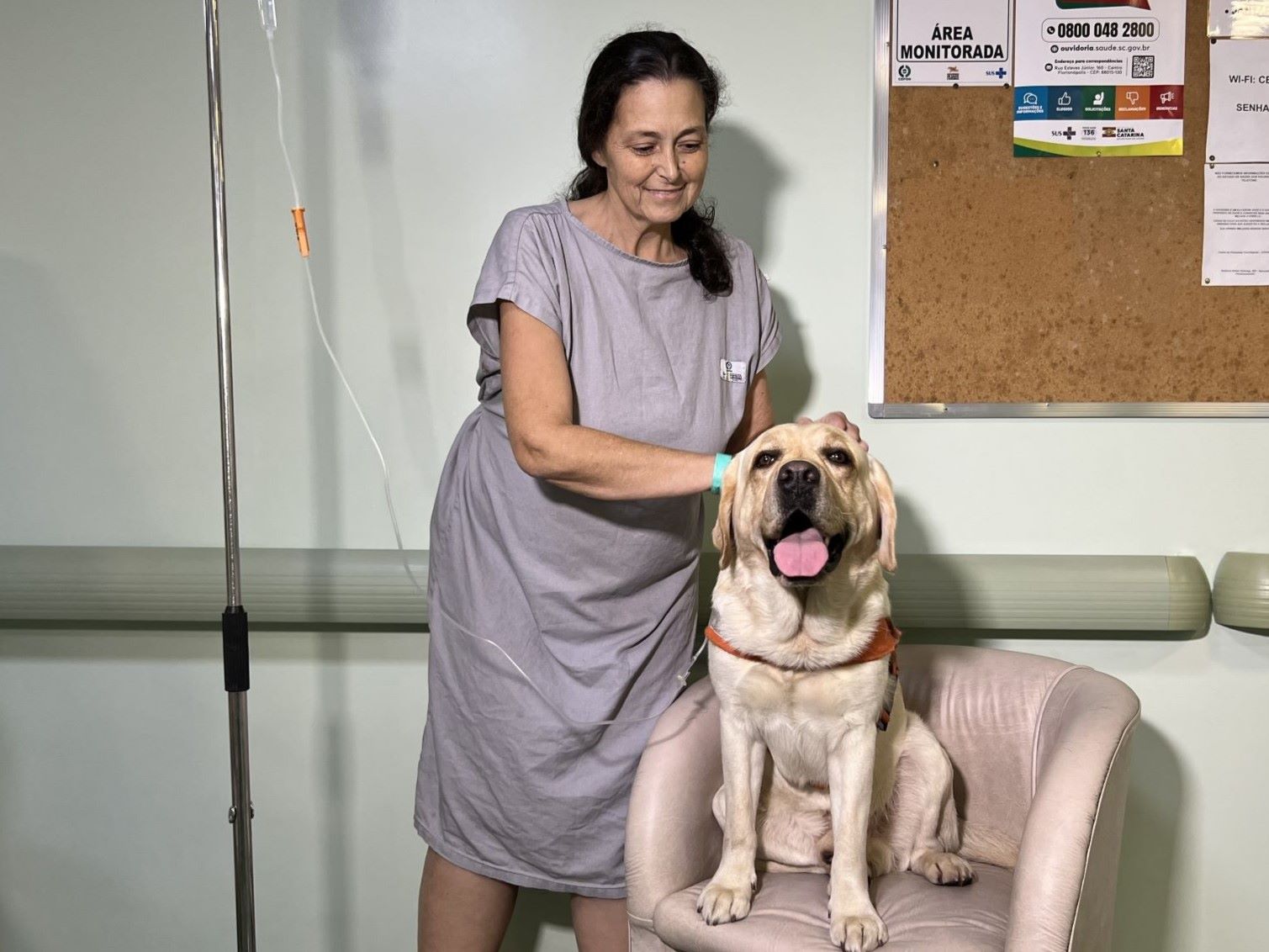 Outubro Rosa: Cães do Corpo de Bombeiros Militar de SC levam amor e alegria aos pacientes do Cepon