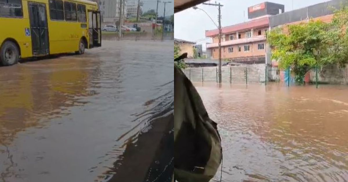 Após forte chuva, operação em terminal de ônibus de Joinville é paralisada temporariamente