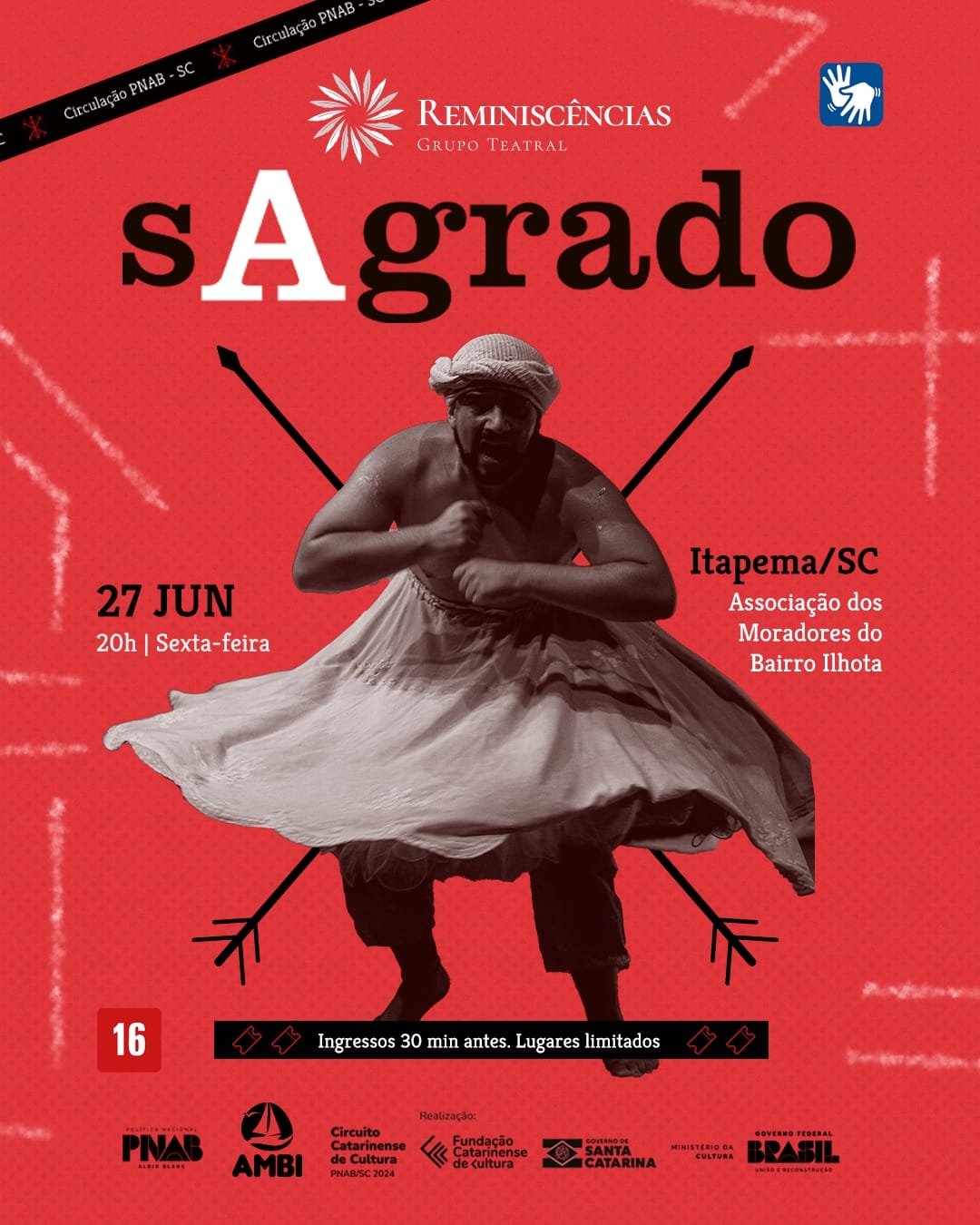 Peça de teatro que aborda religiões de matriz africana é apresentada em Itapema nesta sexta-feira