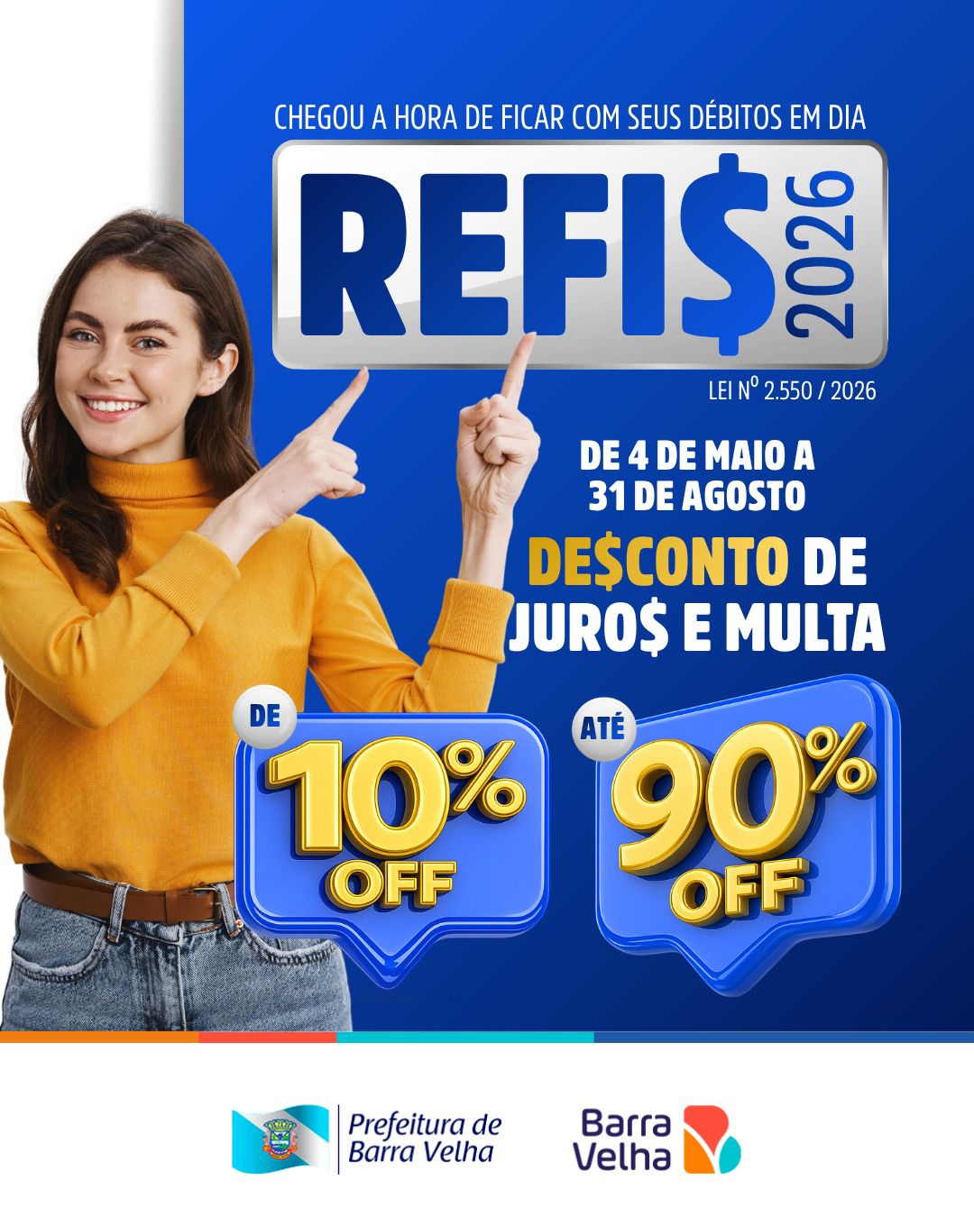 Prefeitura de Barra Velha lança refis com até 90% de desconto