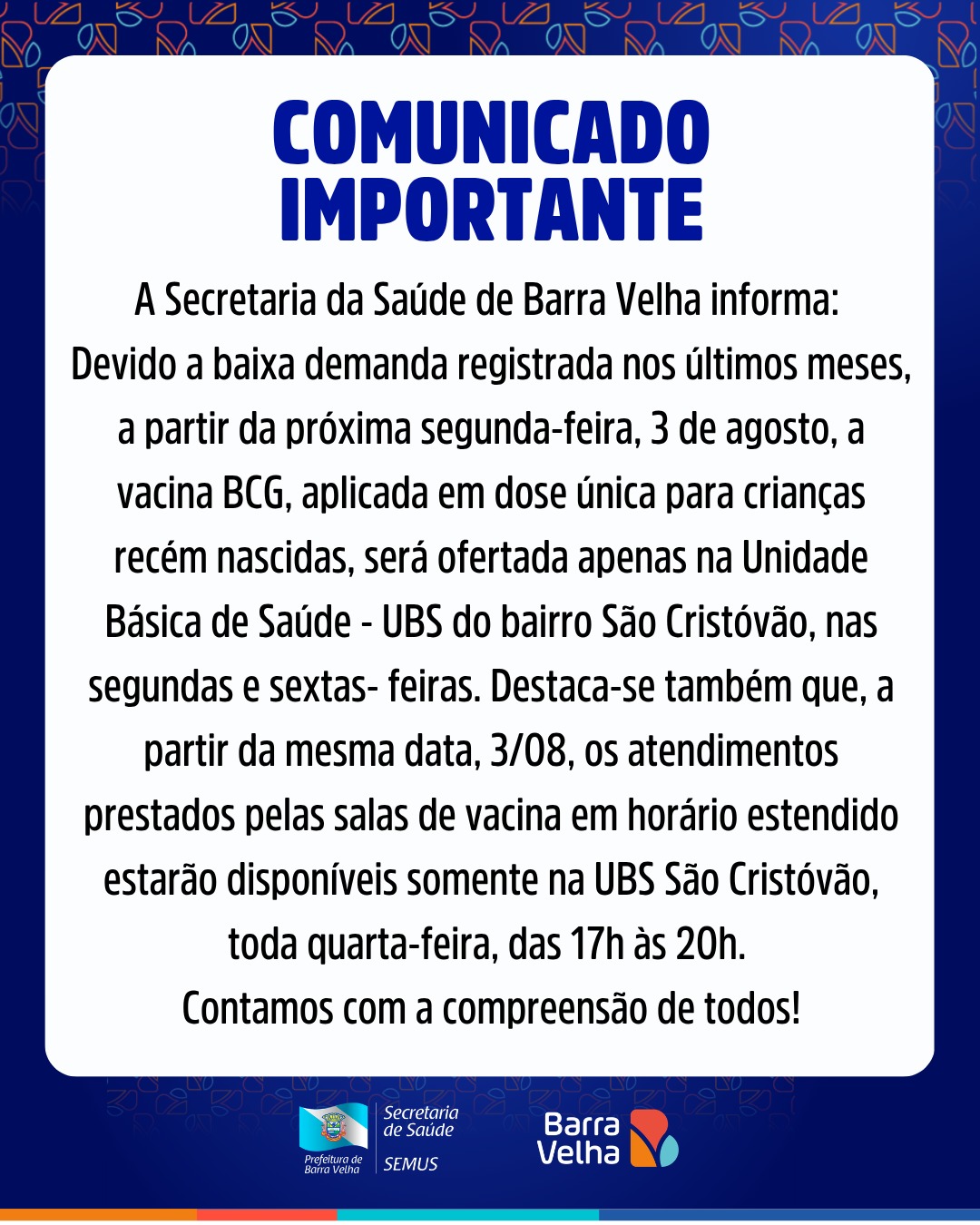 Nota Imunização Barra Velha