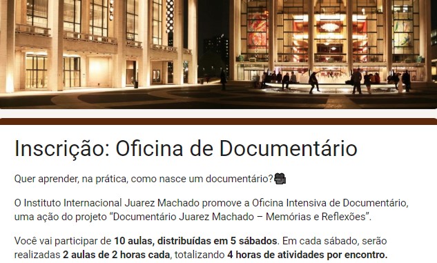 Instituto Internacional Juarez Machado abre vagas para oficina gratuita com cineasta Fabrício Porto